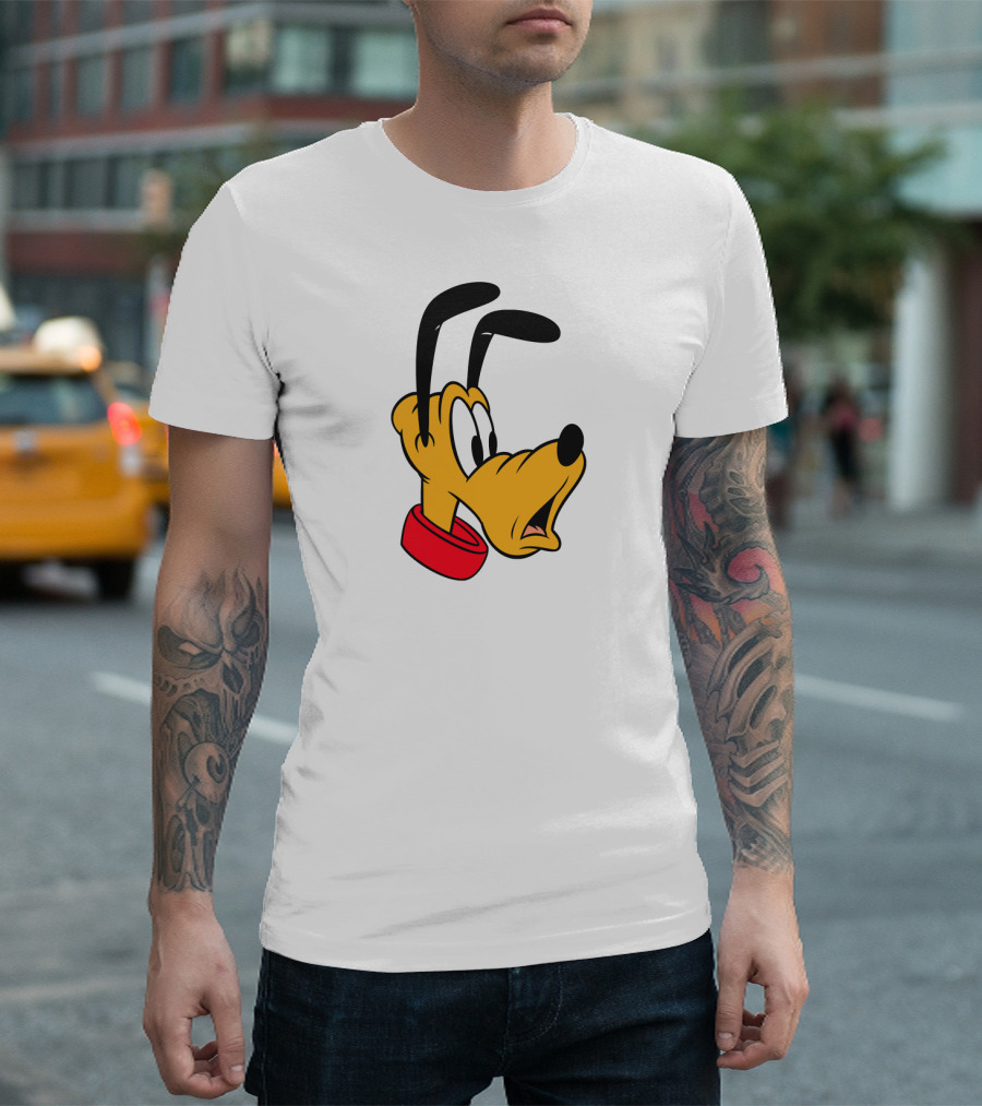 Disney Mickey And Friends Pluto Big Face With Red Collar T-Shirt