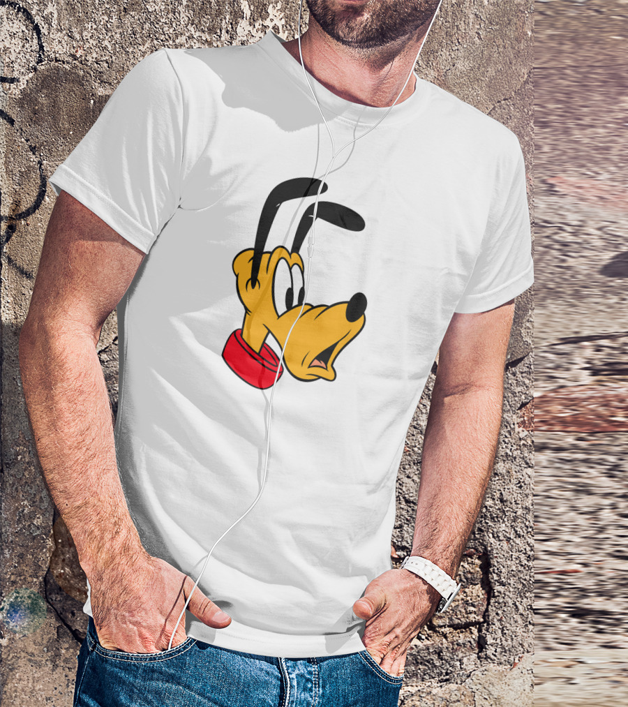 Disney Mickey And Friends Pluto Big Face With Red Collar T-Shirt