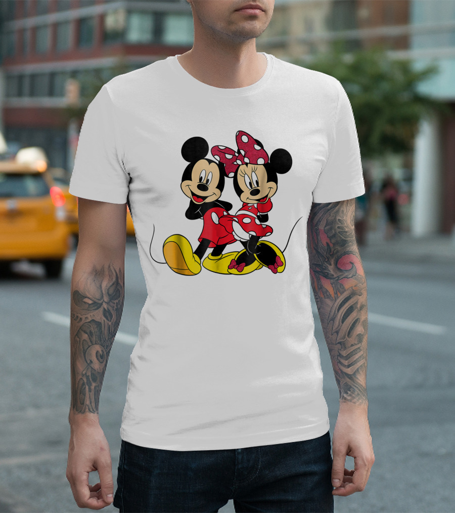 Mickey and Minnie Big Mouse Disney Yellow Shoes Red Bow T-Shirt