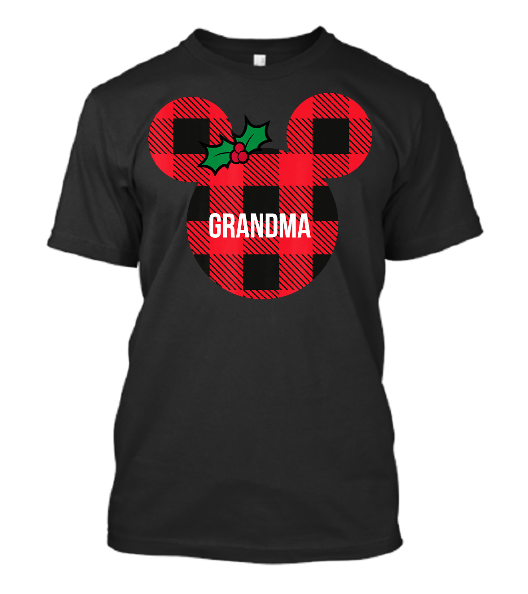 Disney Minnie Mouse Plaid Grandma Holiday Family Christmas T-Shirt