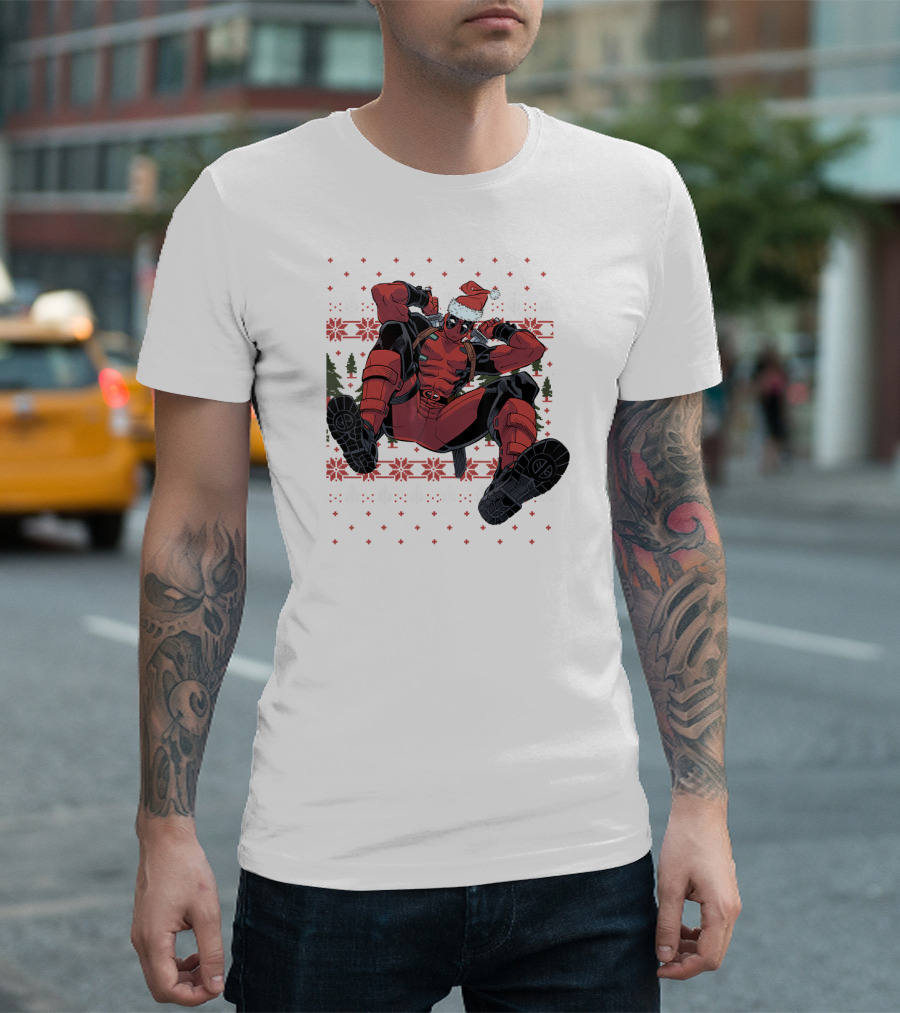 Marvel Deadpool Christmas Santa Hat Ugly T-Shirt
