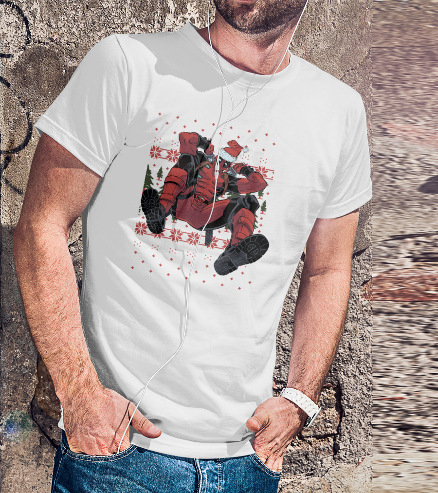 Marvel Deadpool Christmas Santa Hat Ugly T-Shirt