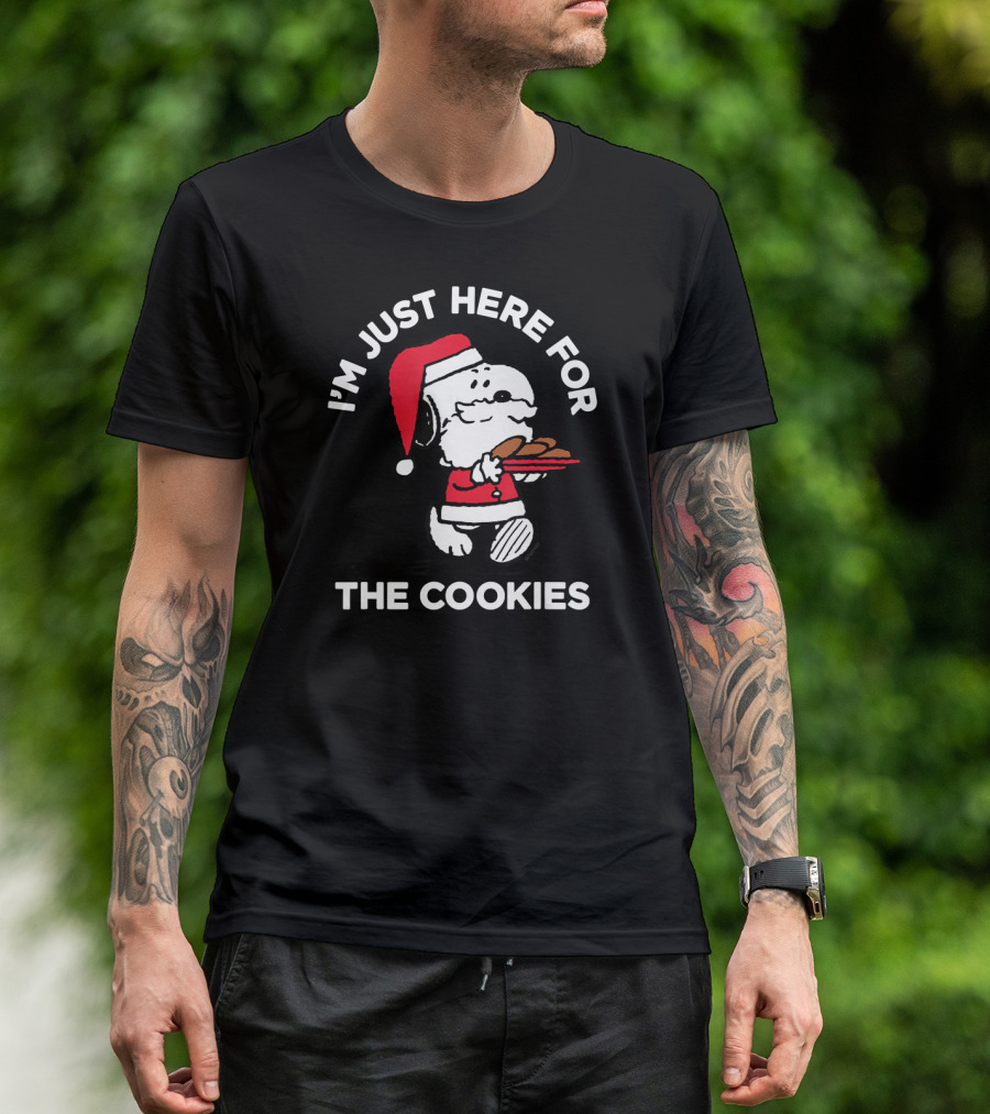 I'm Just Here For The Cookies Peanuts Snoopy Santa T-Shirt