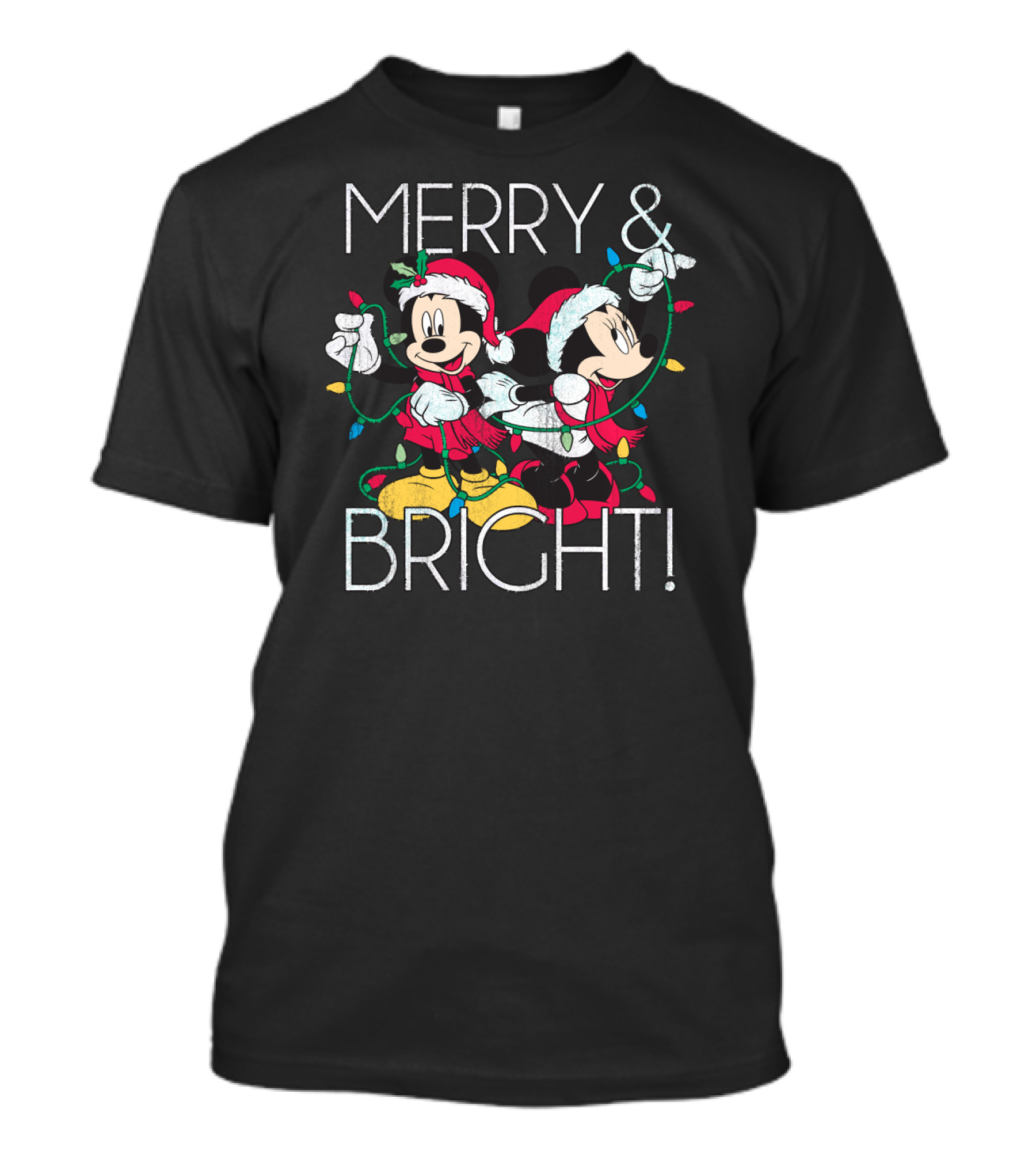 Merry And Bright Minnie And Mickey Disney Christmas Foil T-Shirt