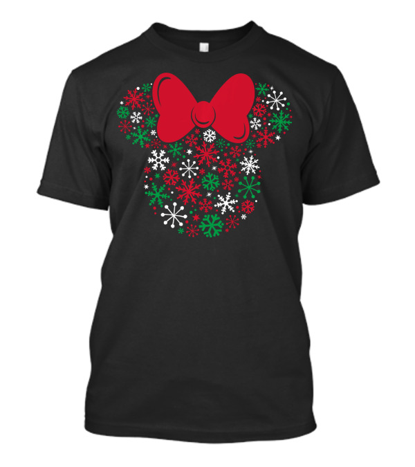 Disney Minnie Mouse Holiday Snowflakes Icon With Red Bow T-Shirt