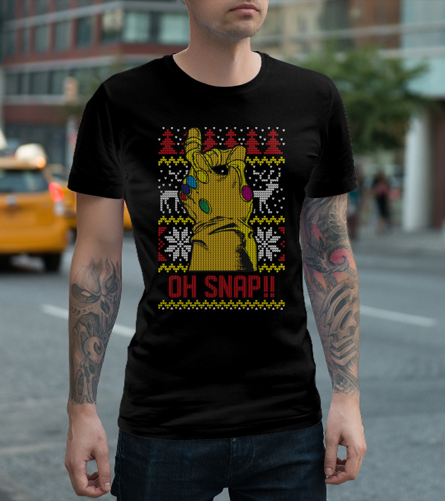 Marvel Thanos Infinity Gauntlet Oh Snap Ugly Christmas T-Shirt