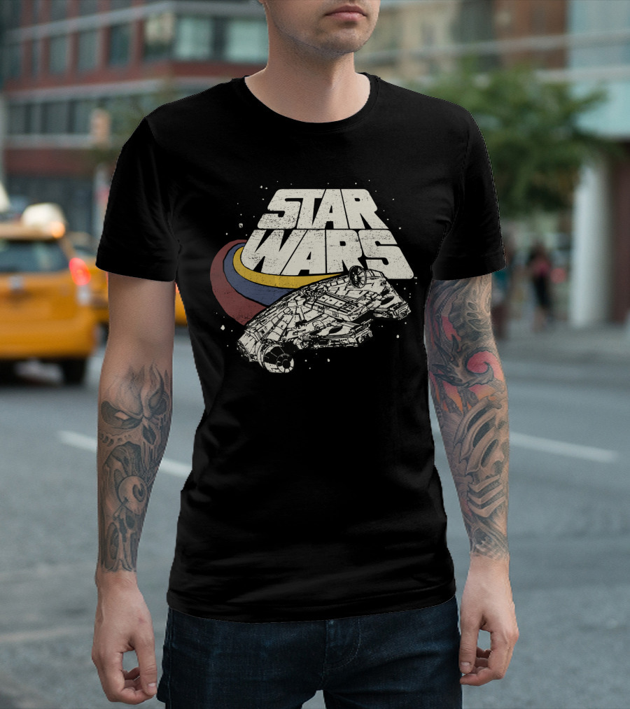 Star Wars Millennium Falcon Retro Three Stripes T-Shirt