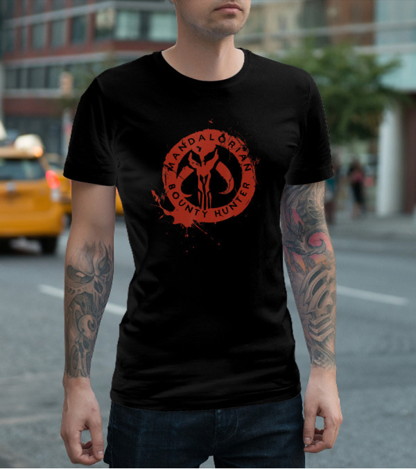 Mandalorian Bounty Hunter Mythosaur Star Wars Stamp T-Shirt