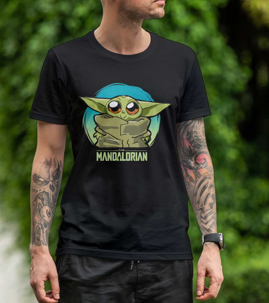 Star Wars The Mandalorian The Child Cute Blue Hue Baby Yoda Grogu T-Shirt