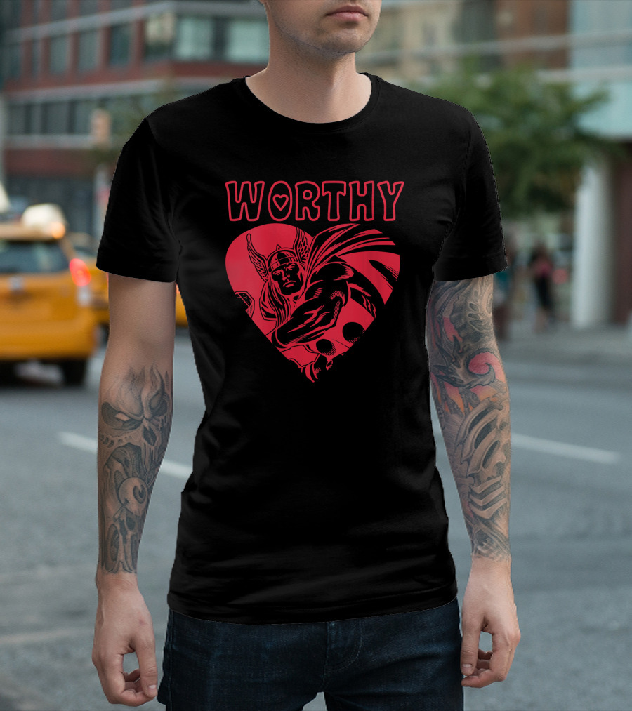 Marvel Valentine's Day Thor Avengers Worthy Heart T-Shirt