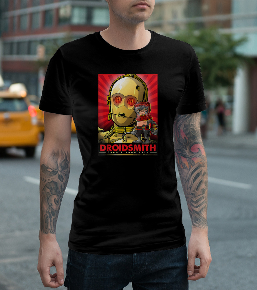 Droidsmith C-3PO and Babu Frik Star Wars The Rise Of Skywalker Red T-Shirt