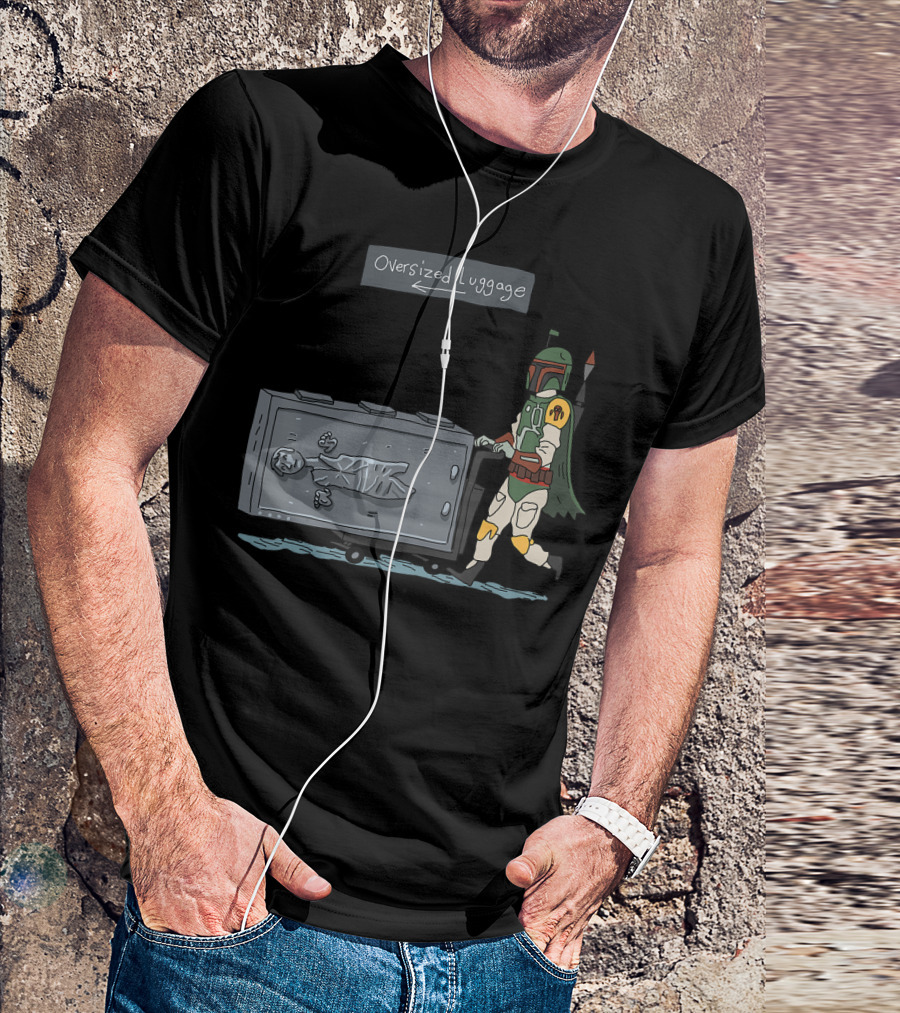 Star Wars Boba Fett Pushing Han Solo Carbonite Oversized Luggage T-Shirt