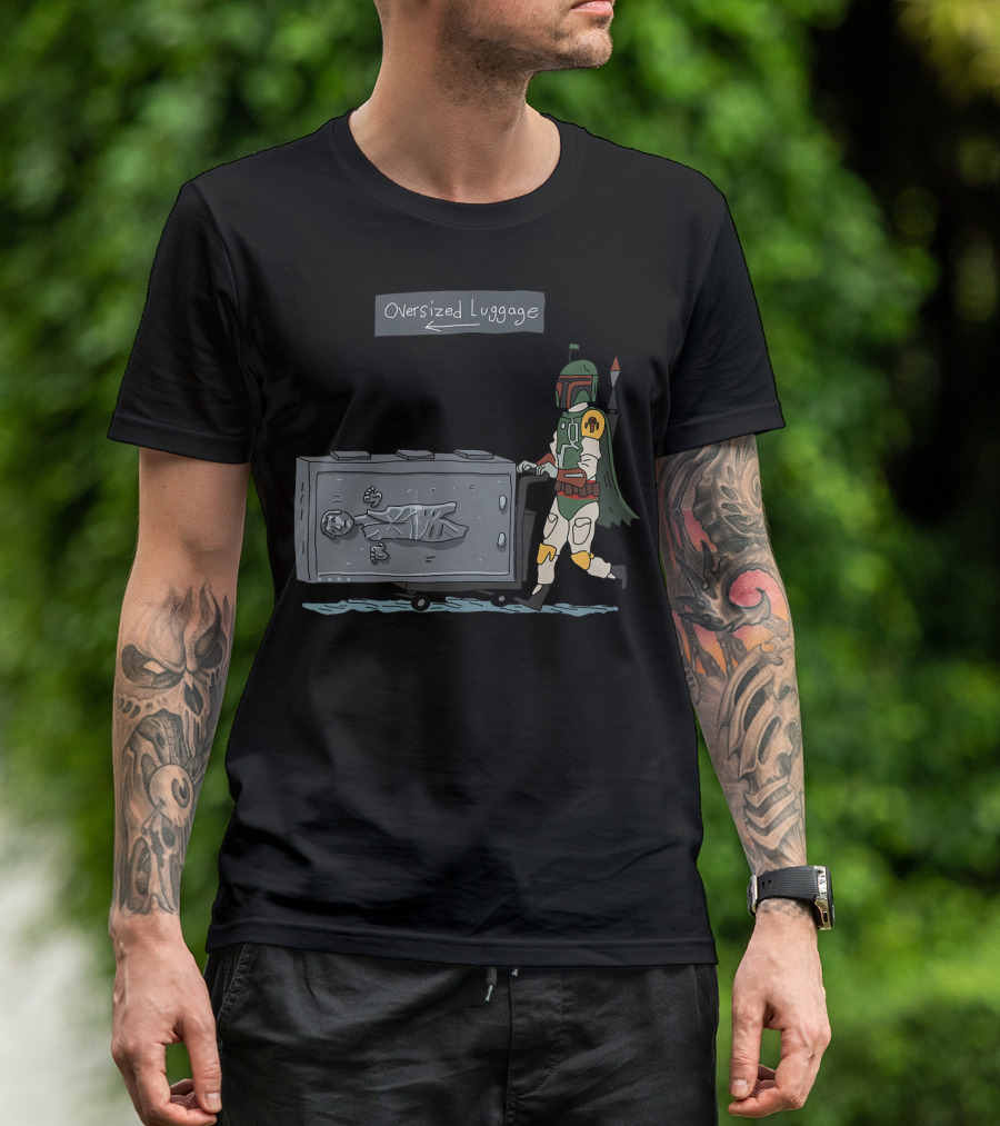 Star Wars Boba Fett Pushing Han Solo Carbonite Oversized Luggage T-Shirt