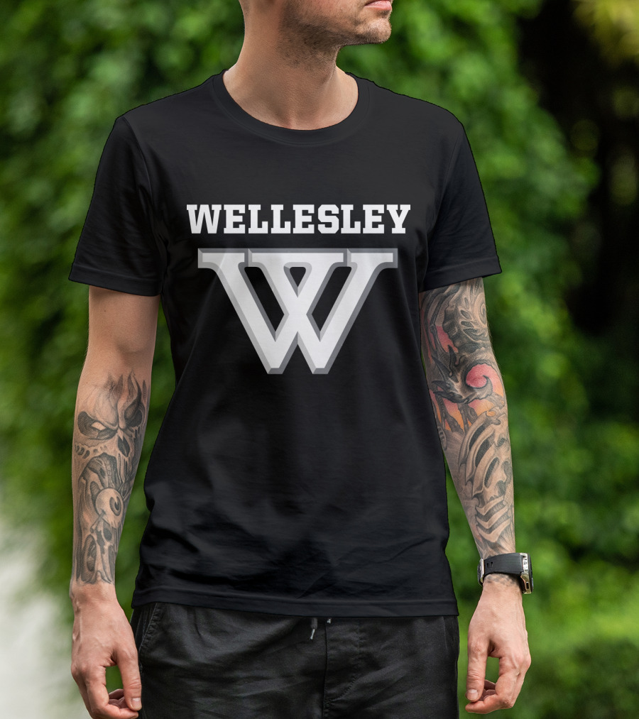 Wellesley College NCAA Bold Lettering And Iconic W T-Shirt