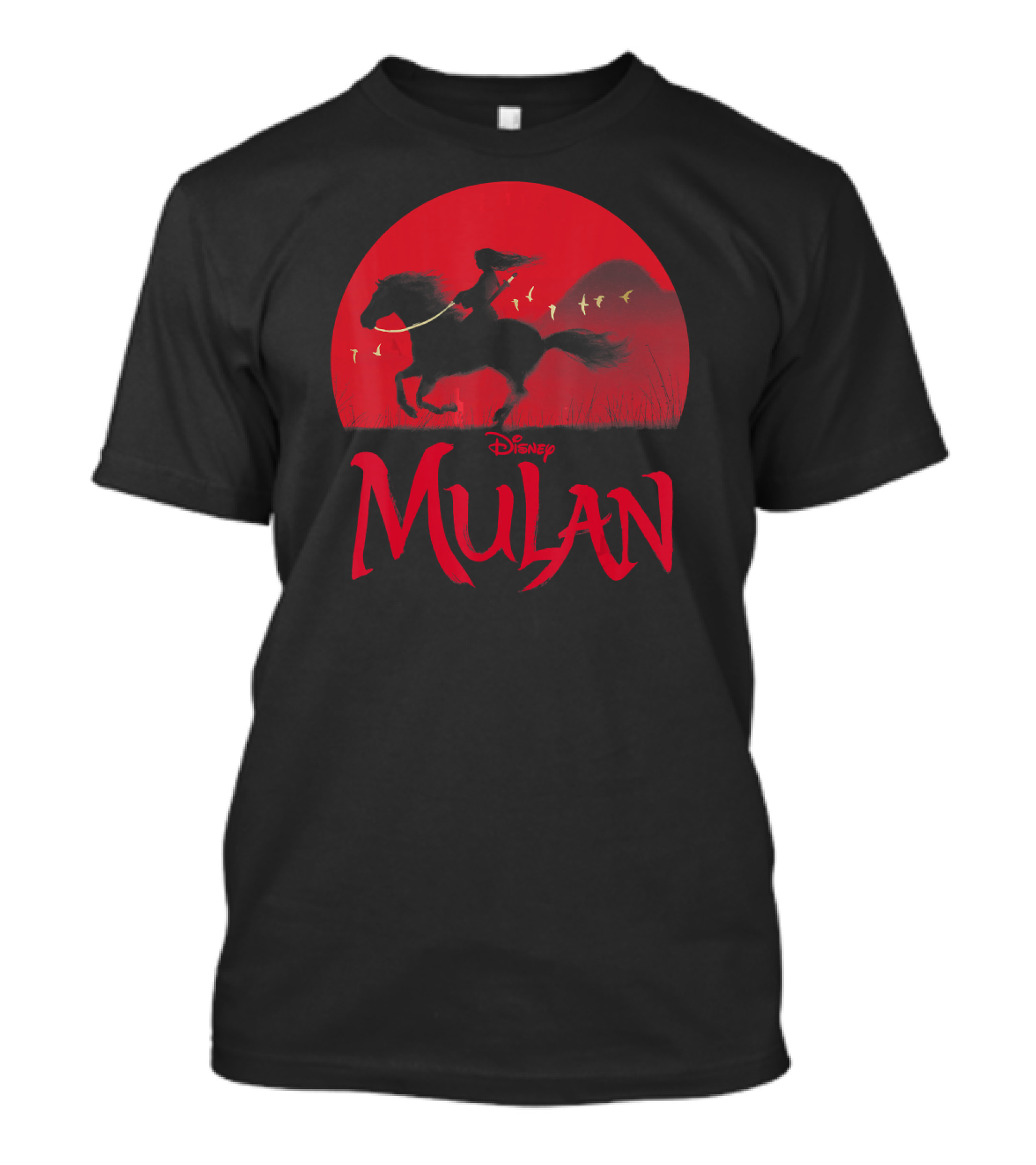 Disney Mulan Live Action Red Sunset Horseback T-Shirt