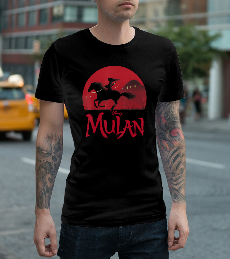 Disney Mulan Live Action Red Sunset Horseback T-Shirt