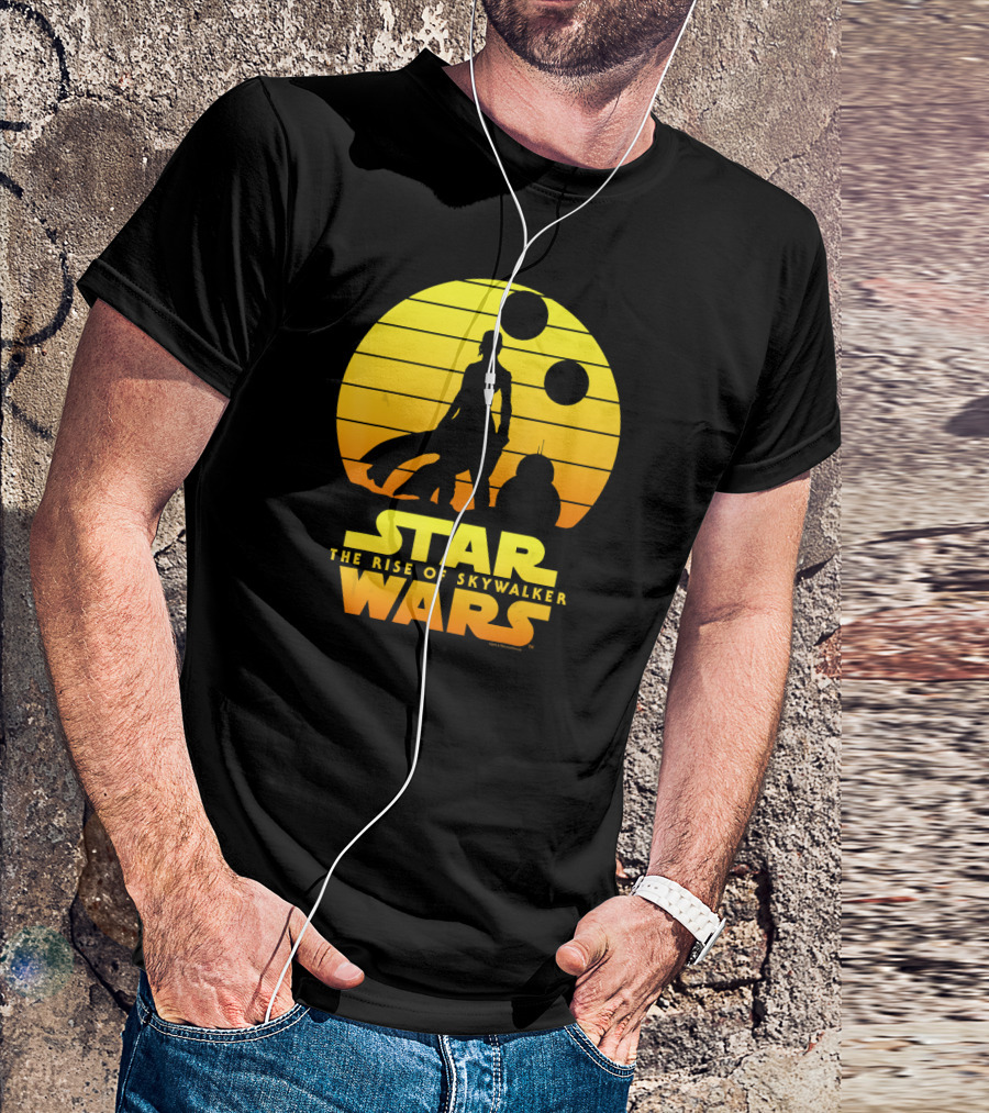 Star Wars The Rise Of Skywalker Rey BB Silhouette Sunset Scene T-Shirt
