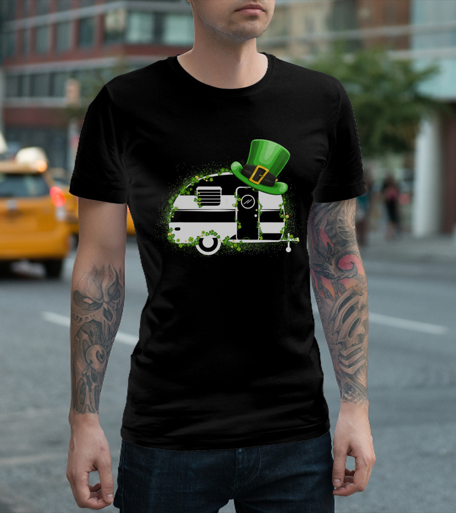 St Patrick's Day Leprechaun Hat Camper Van Adventure T-Shirt