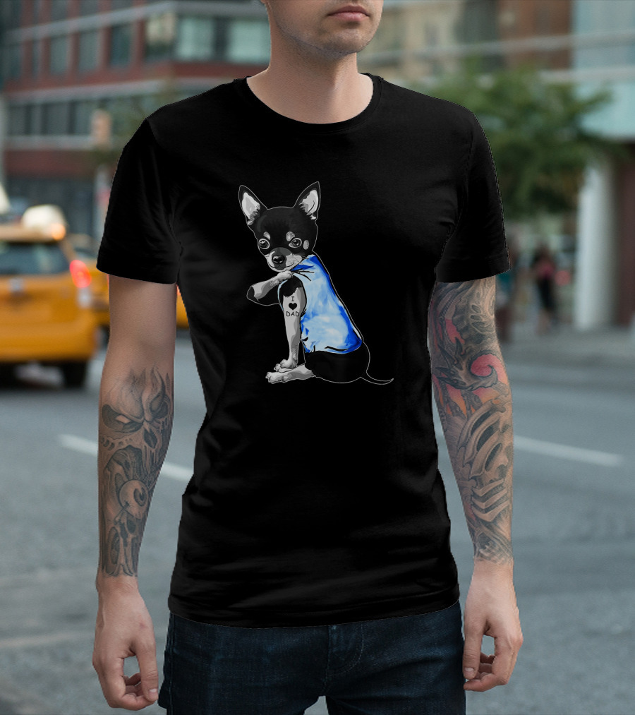 Father's Day Chihuahua I Love Dad Tattoo Dog T-Shirt
