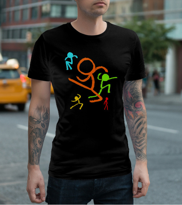 Five Colorful Stick Figures Youth Fashion T-Shirt