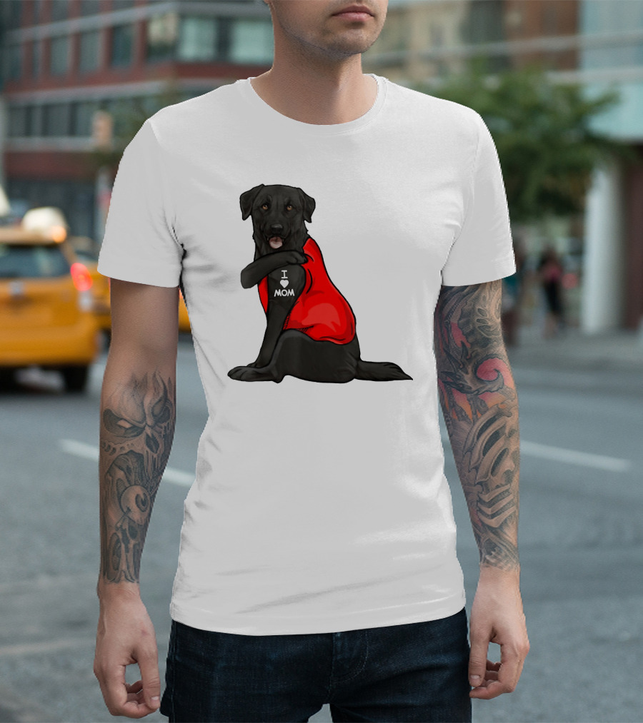 I Love Mom Funny Labrador Retriever Dog Tattoo Red T-Shirt