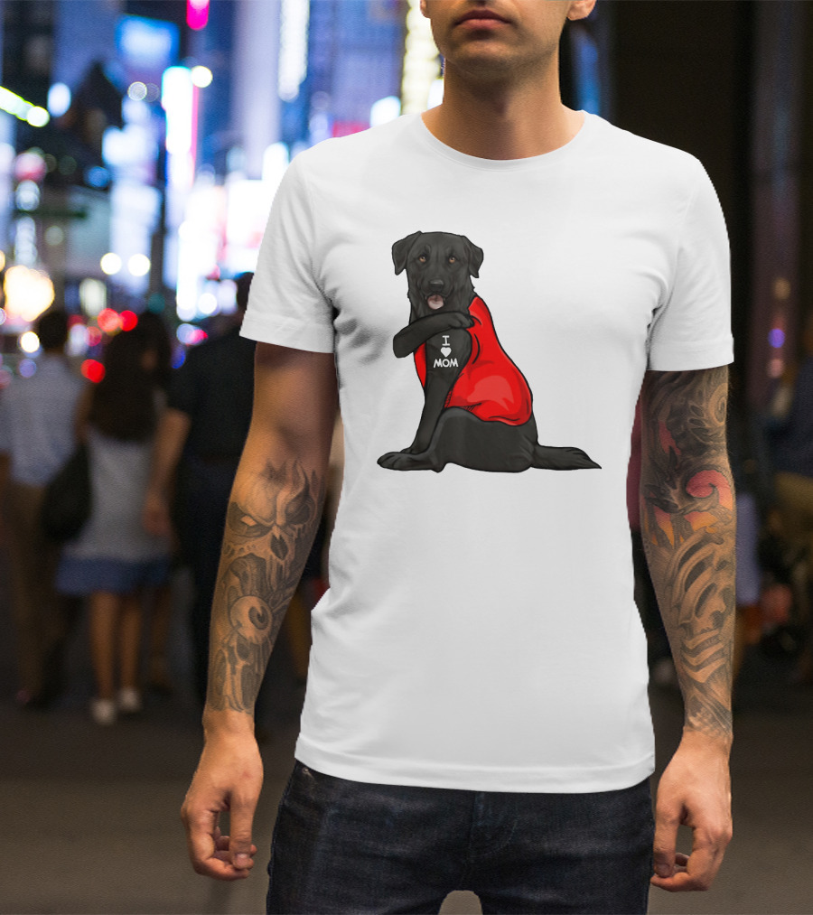 I Love Mom Funny Labrador Retriever Dog Tattoo Red T-Shirt