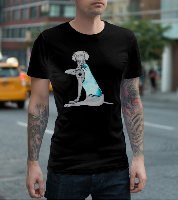 I Love Mom Weimaraner Dog Tattoo Humor T-Shirt
