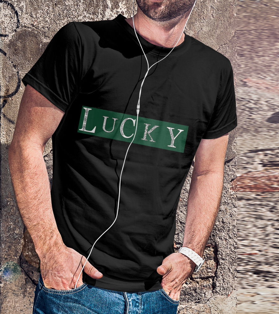Lucky Celtic Irish Style Text Green T-Shirt