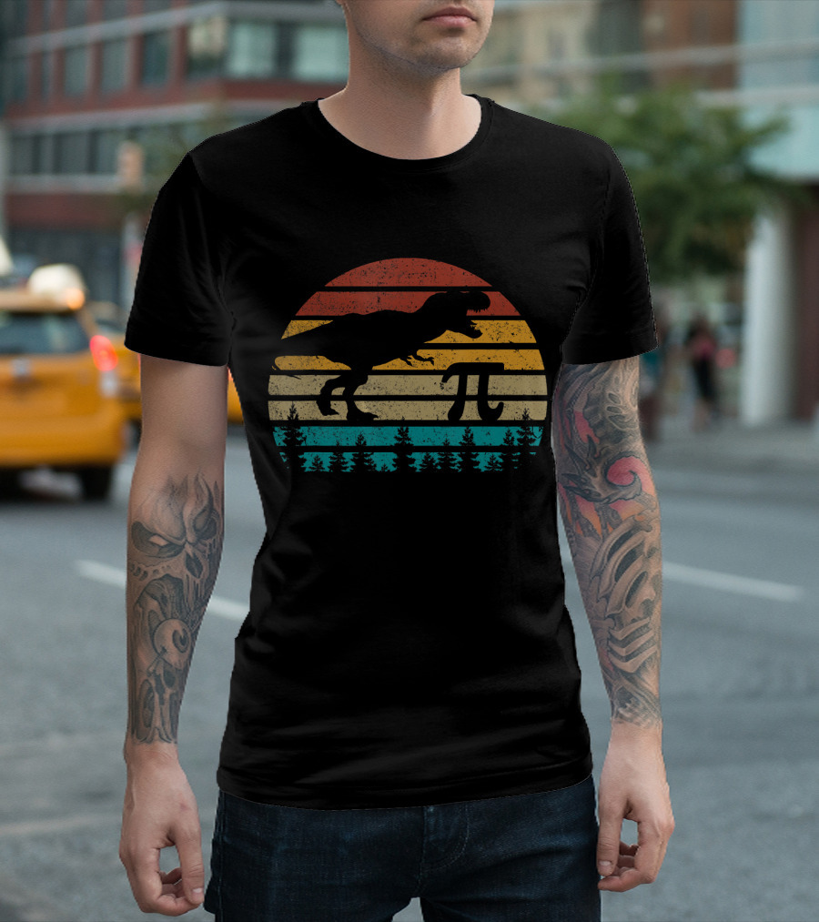 Pi Dinosaur Vintage Retro Funny Pi Day Math T-Shirt