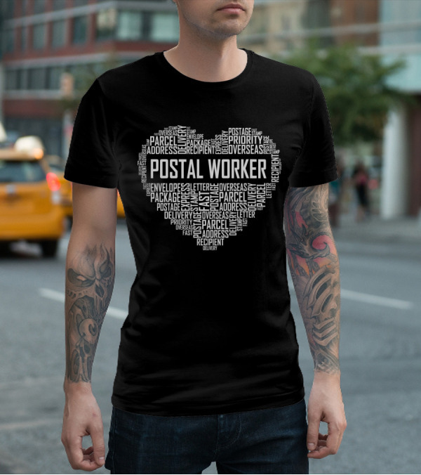 Postal Worker Heart Parcel Delivery Priority Mail Postage Stamp Express T-Shirt