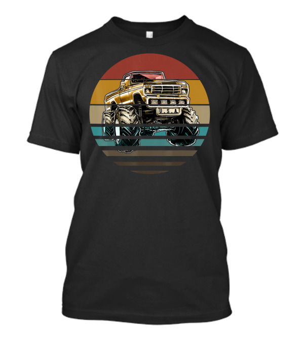 USA Retro Vintage Monster Truck Sunset T-Shirt