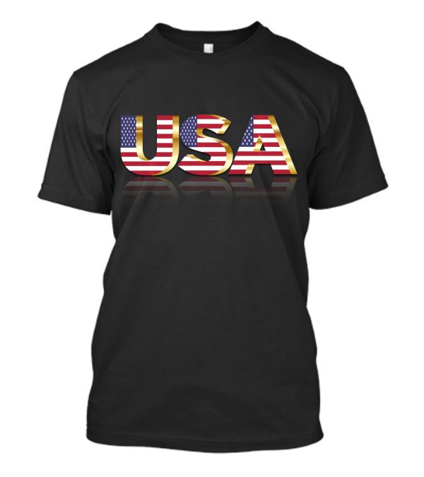 USA America Flag Patriotic Text T-Shirt