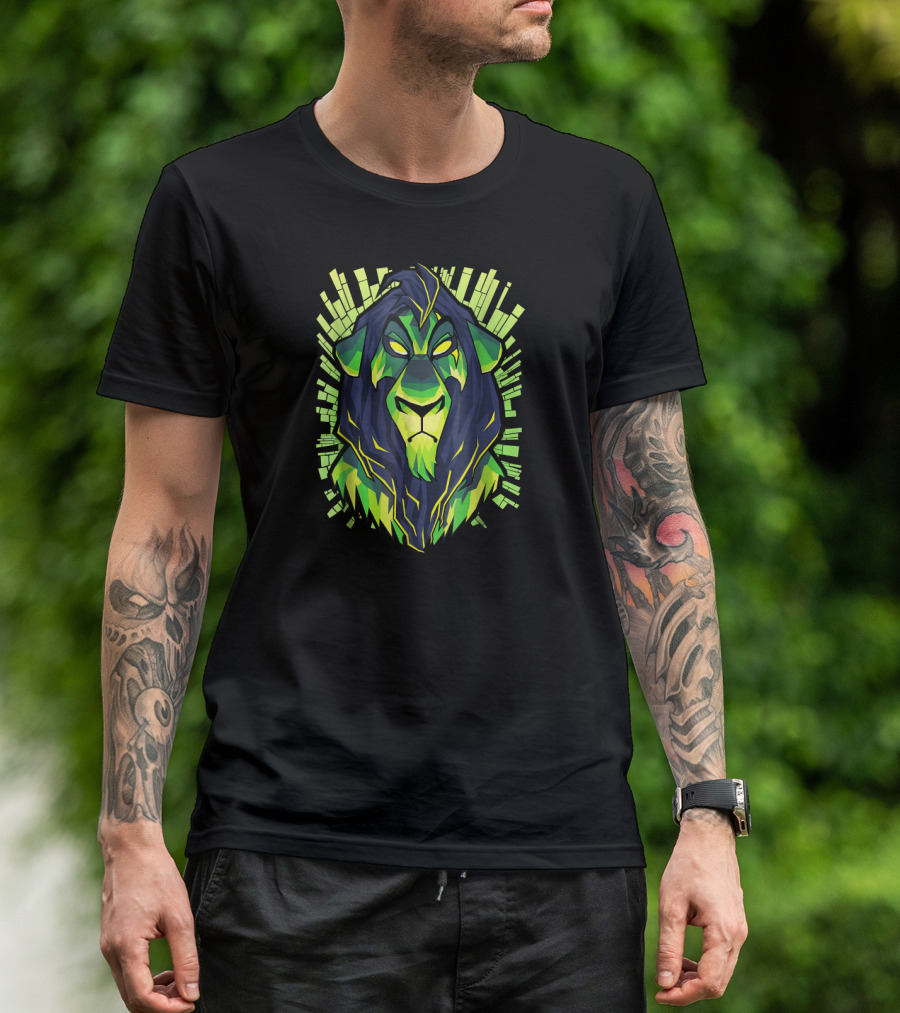 Disney Lion King Evil Scar Geometric Green And Black T-Shirt