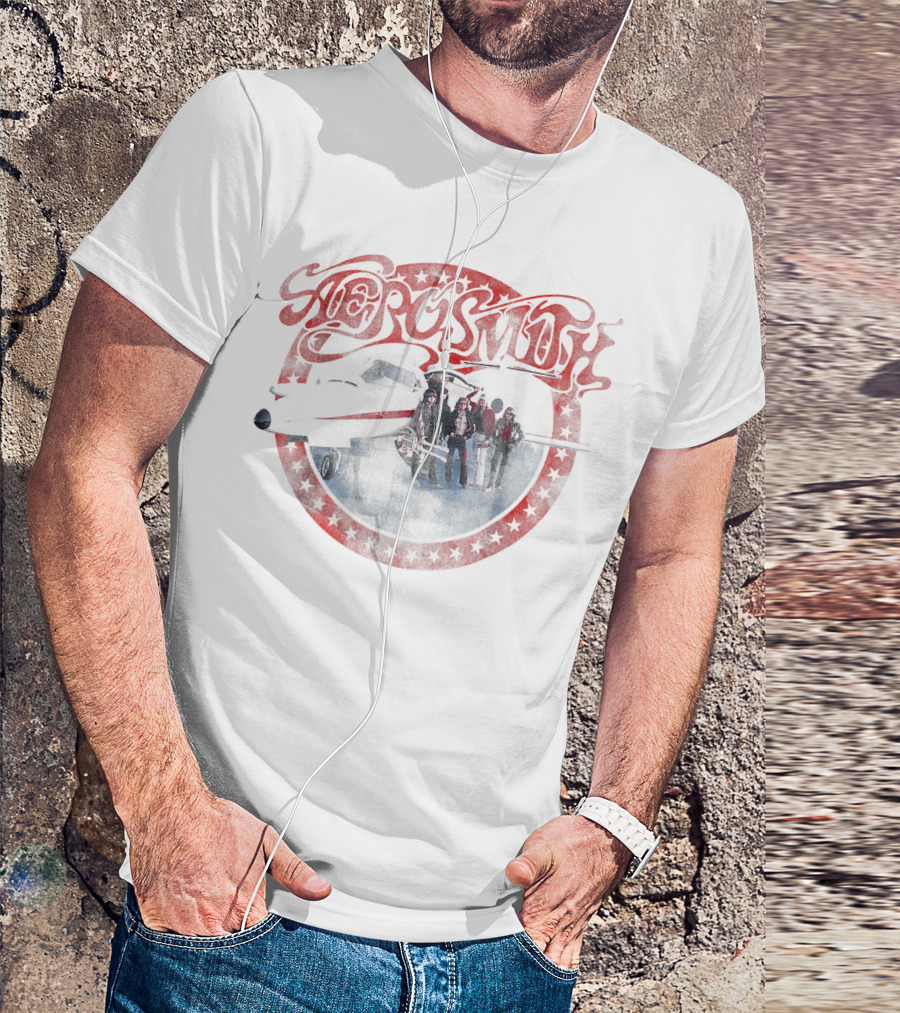 Aerosmith AEROplane Retro Star Circle With Band And Jet T-Shirt