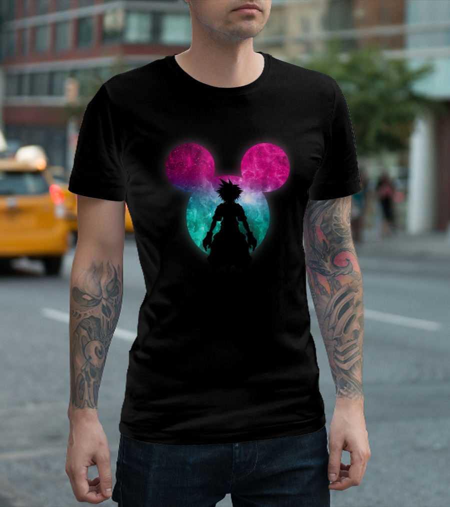 Disney Kingdom Hearts Galactic Mickey Mouse Silhouette Sora T-Shirt