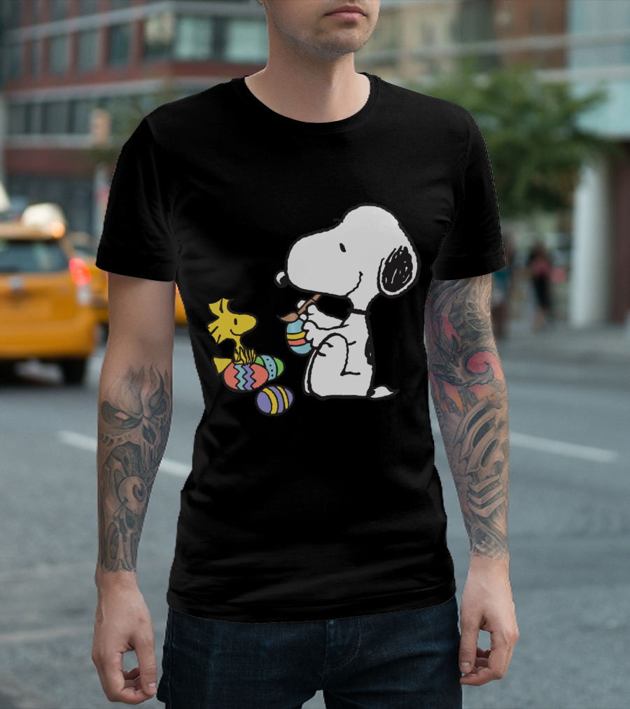 Peanuts Snoopy and Woodstock Painting Easter Eggs T-Shirt