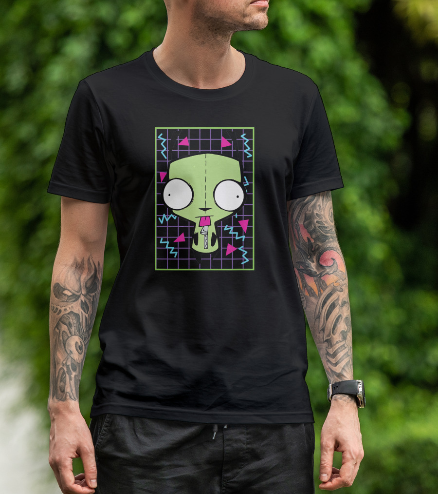 Invader Zim Gir 90s Retro Geometric Neon Grid T-Shirt