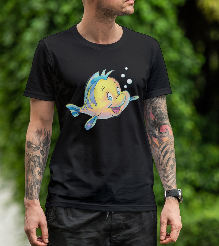 Disney The Little Mermaid Flounder And Bubbles T-Shirt