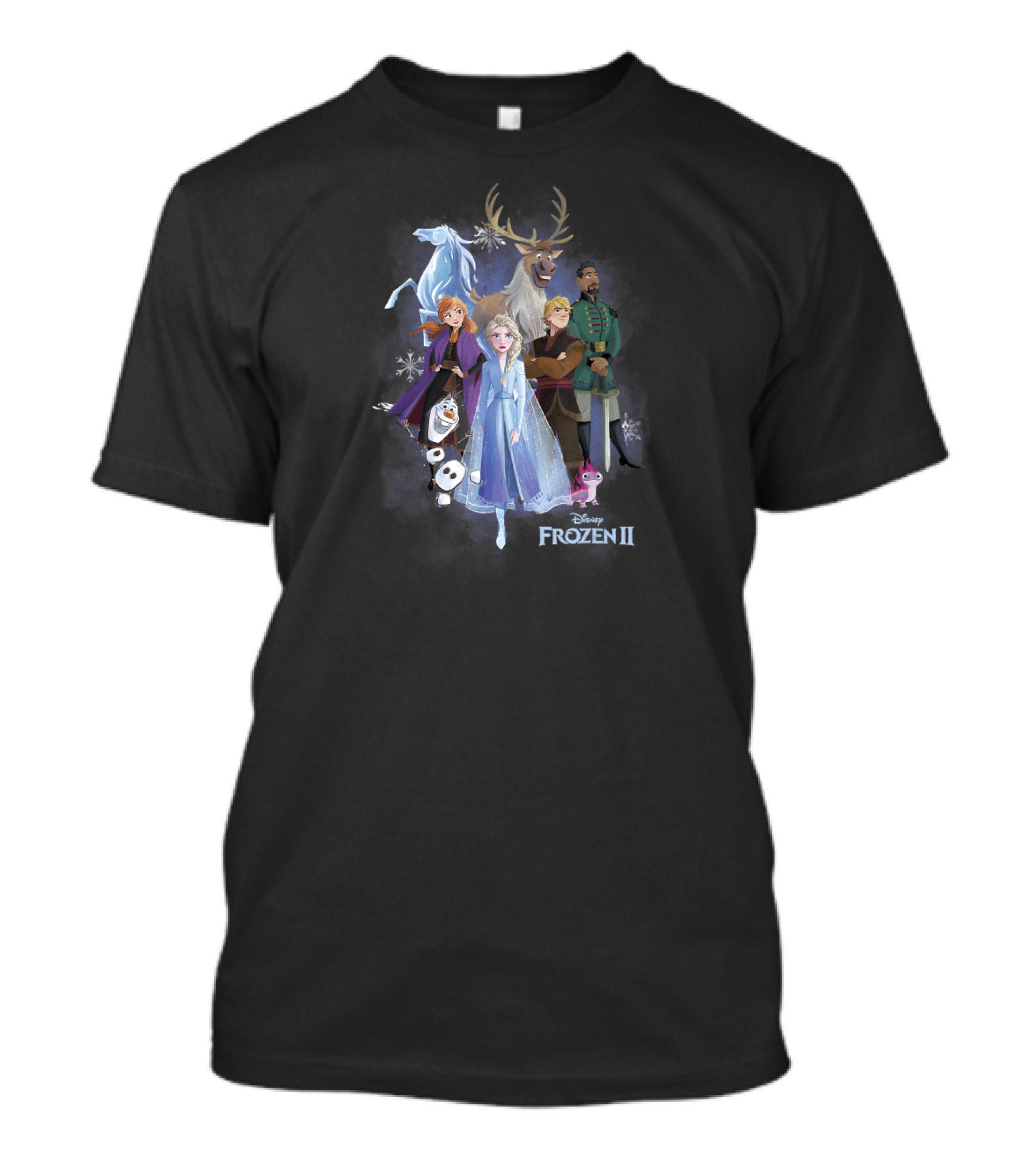 Disney Frozen 2 Main Characters Group Shot With Elsa Anna Olaf Kristoff Sven And Nokk T-Shirt
