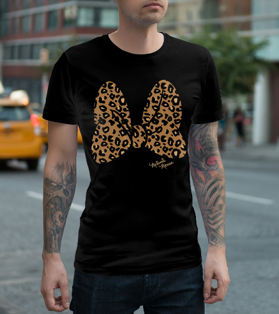 Disney Minnie Mouse Leopard Print Bow Minnie Mouse T-Shirt