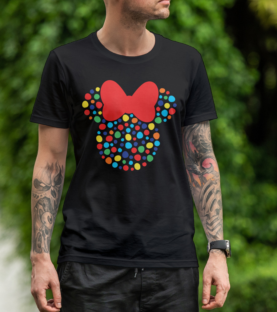 Disney Minnie Mouse Polka Dot Rainbow Bow T-Shirt