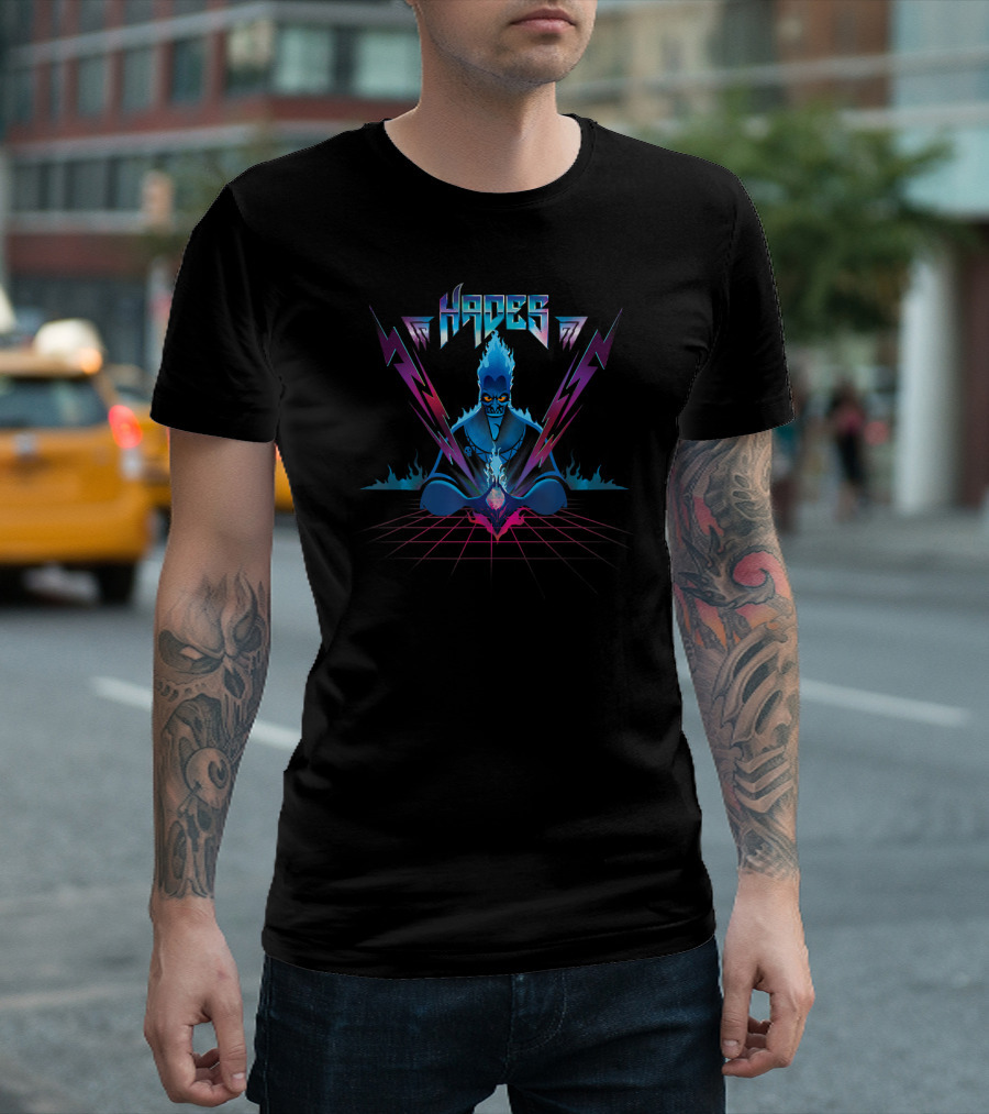Disney Villains Hades 90s Rock Band Style Lightning Flames T-Shirt