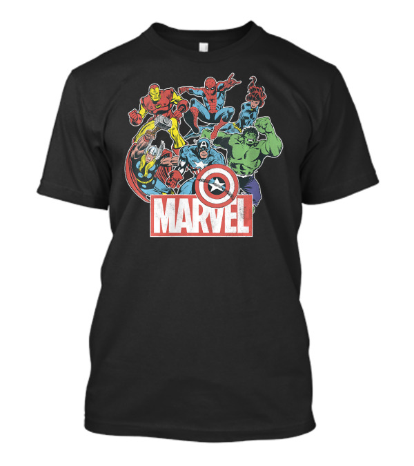 Marvel Avengers Iron Man Thor Captain America Hulk Spider-Man Classic Team T-Shirt