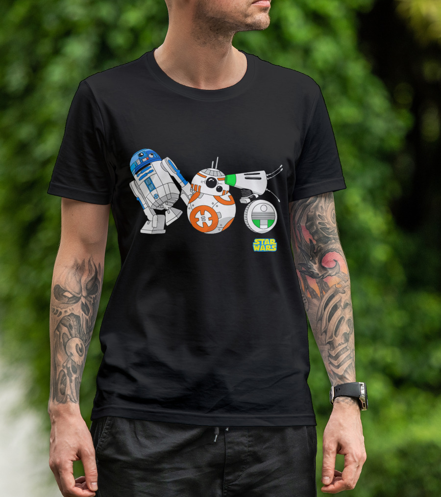 Star Wars The Rise Of Skywalker Droid Cartoon Lineup R2-D2 BB-8 D-O T-Shirt
