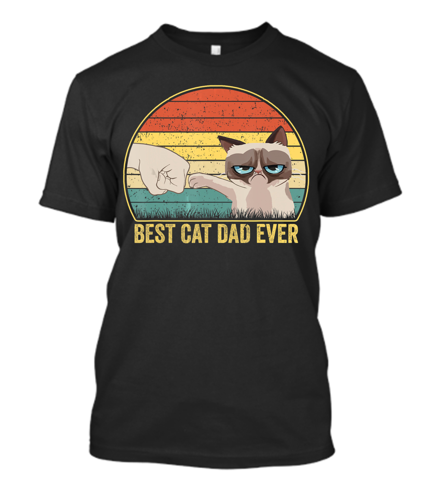 Best Cat Dad Ever Fist Bump Retro Style Cat Daddy T-Shirt