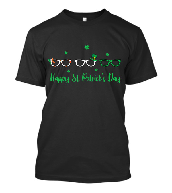 Happy St Patrick's Day Optometrist Glasses Shamrock Hat T-Shirt