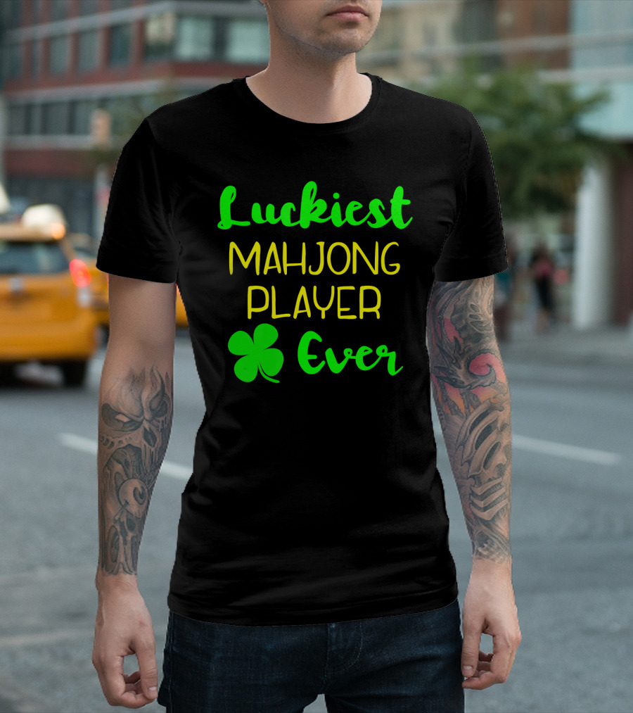 Luckiest Mahjong Player Ever St Patrick's Day Irish Clover T-Shirt