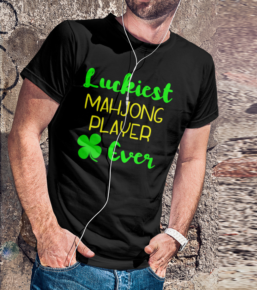 Luckiest Mahjong Player Ever St Patrick's Day Irish Clover T-Shirt