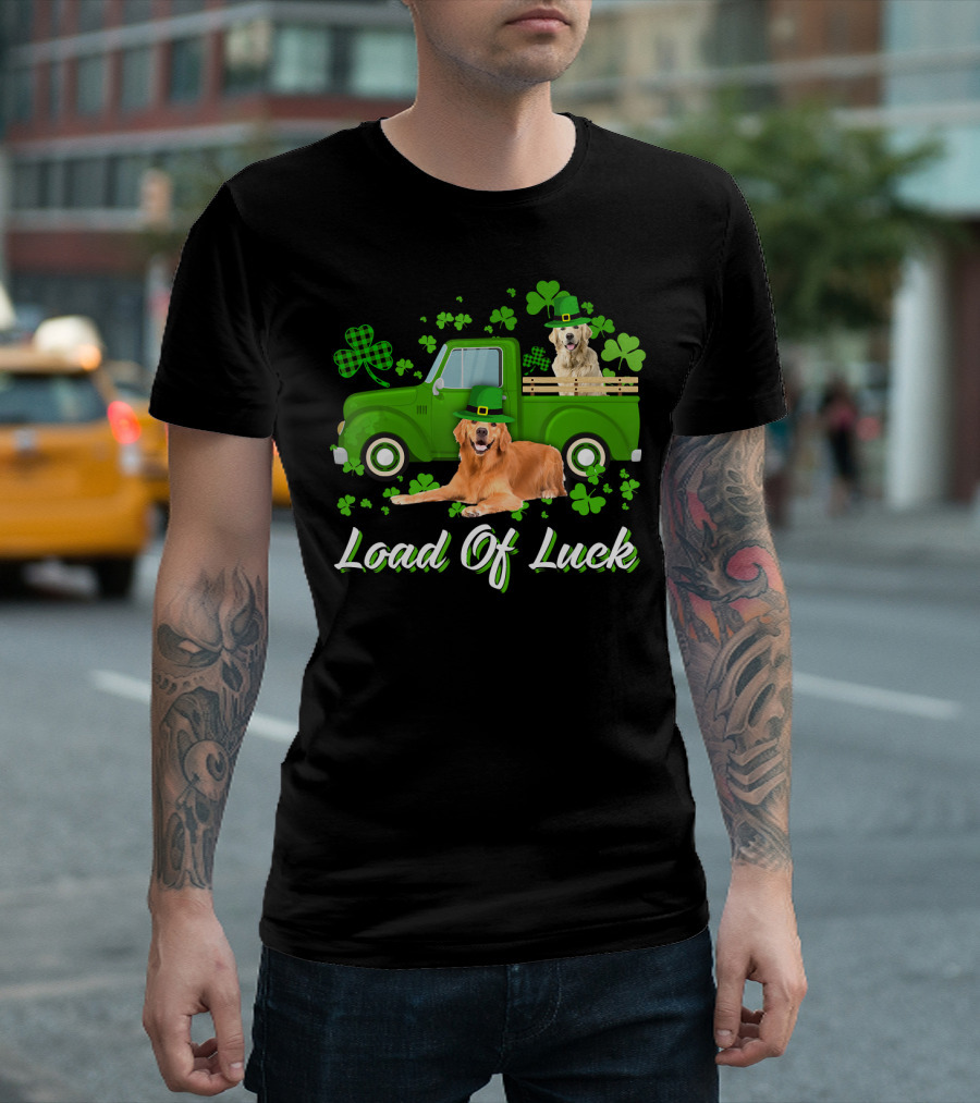 Load of Luck Green Truck and Golden Retrievers T-Shirt