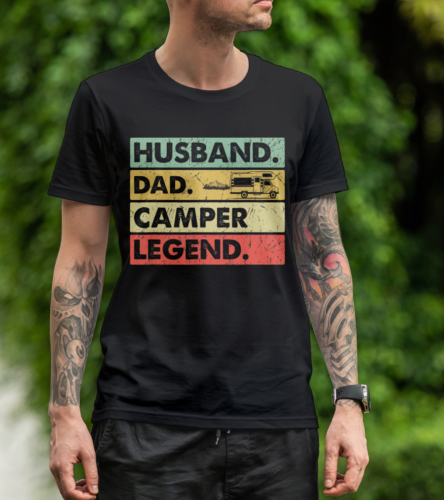 Husband Dad Camper Legend Vintage Retro Camping RV T-Shirt